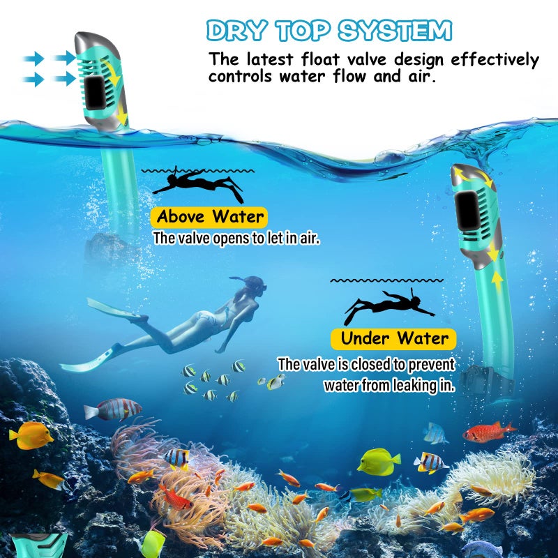 Greatever Dry Snorkel Set,Panoramic Wide View,Anti-Fog Scuba Diving Mask,Professional Snorkeling Gear for Adults - Image 4